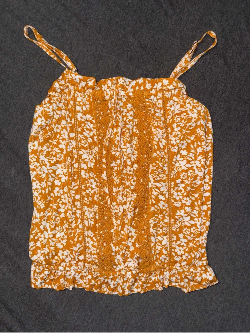 Daytrip Floral Lace Inset Peplum Cami Top Blouse Shirt Small